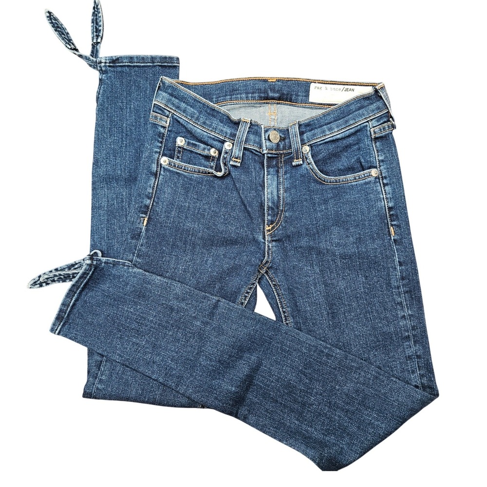 Rag & Bone Stevie Low Rise Tie Ankle Jeans Womens 24 Paz Crop Denim